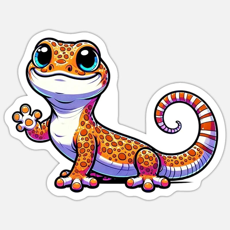 Gecko - Sticker taille S (10 x 10 cm) - blanc mat