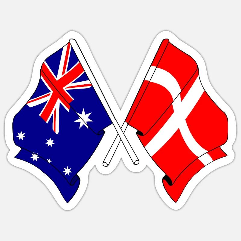Drapeau de l’Australie, Danemark - Sticker taille S (10 x 10 cm) - blanc mat