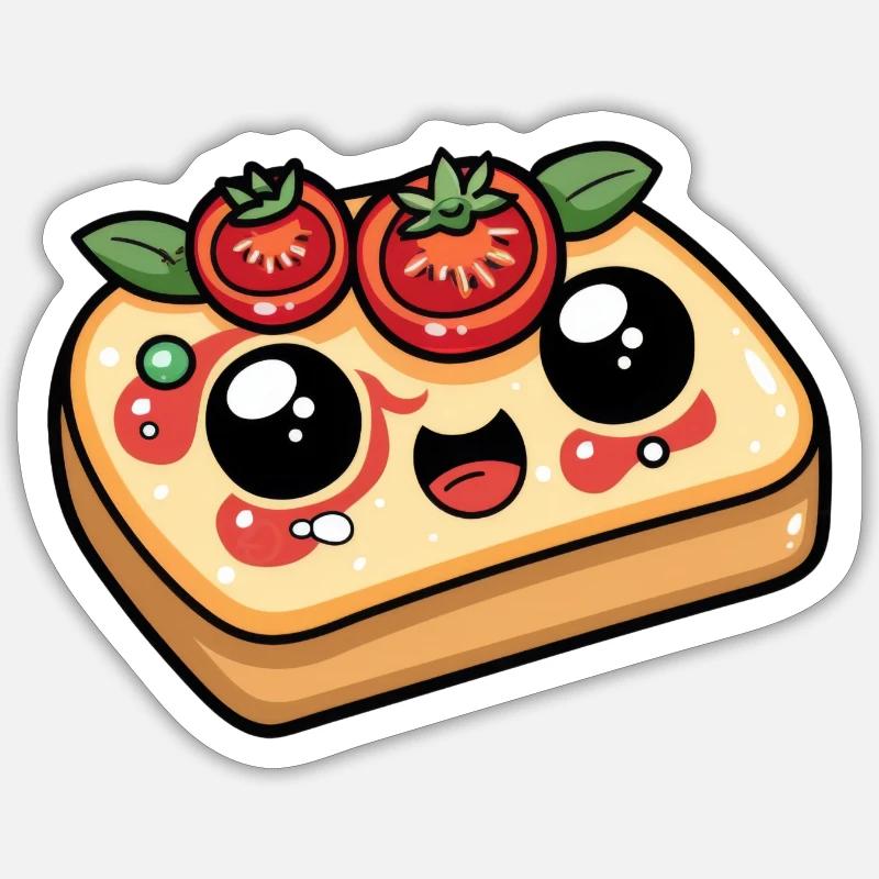 Lustiges Brot mit Tomate Comic Sticker Größe S (10 x 10 cm)