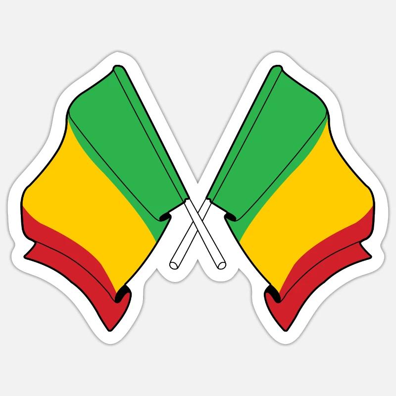 Two flags crossed Mali Sticker size S (10 x 10 cm)