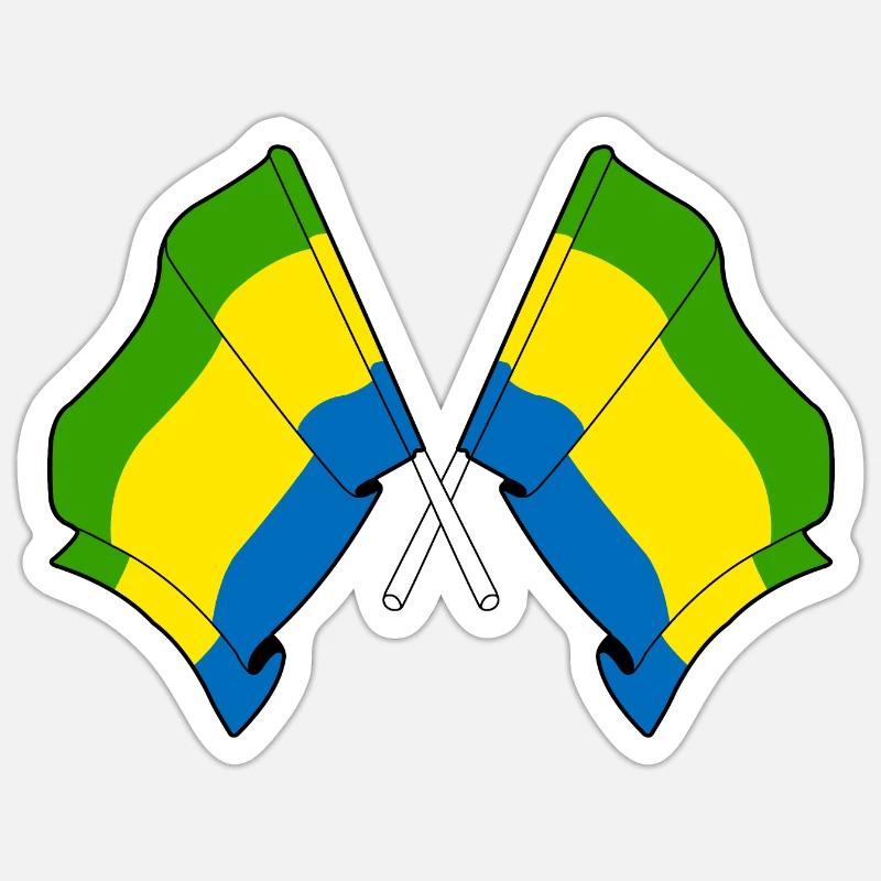 Two flags crossed Gabon Sticker size S (10 x 10 cm)