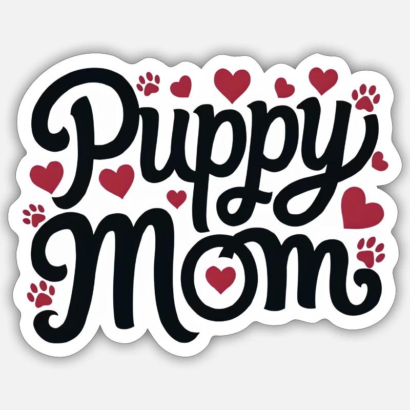 chiot chien - Sticker taille S (10 x 10 cm) - blanc mat