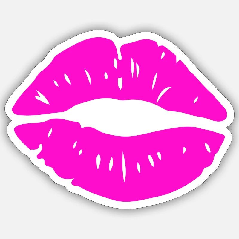 Lèvres Embrasser - Sticker taille S (10 x 10 cm) - blanc mat
