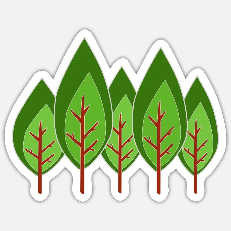 Trees Minimalist, - Sticker size S (10 x 10 cm) - white matte