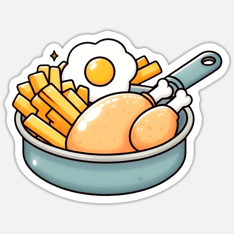 Fried Chicken Egg Sticker size S (10 x 10 cm)