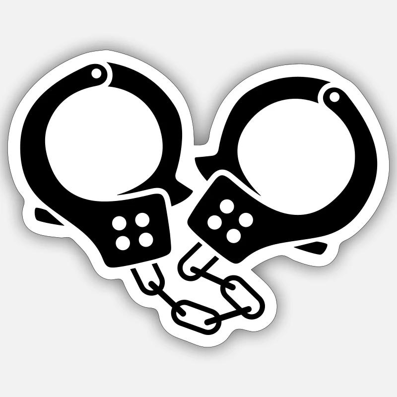 handschellen - Sticker Größe S (10 x 10 cm) - Mattweiß