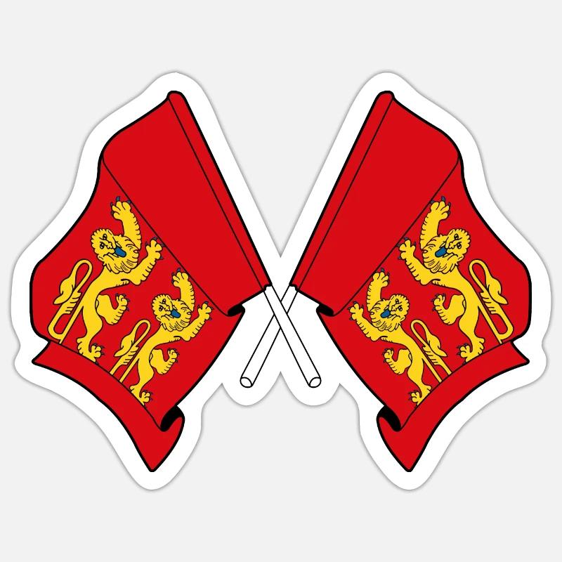 Zwei Flaggen Normandie oder Basse-Normandie Sticker Größe S (10 x 10 cm)