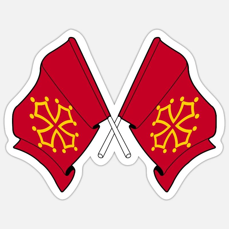 Two flags Midi Pyrénées Sticker size S (10 x 10 cm)