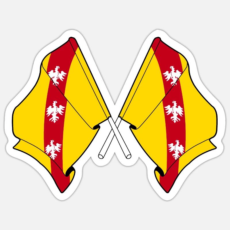 Deux drapeaux de la Lorraine - Sticker taille S (10 x 10 cm) - blanc mat