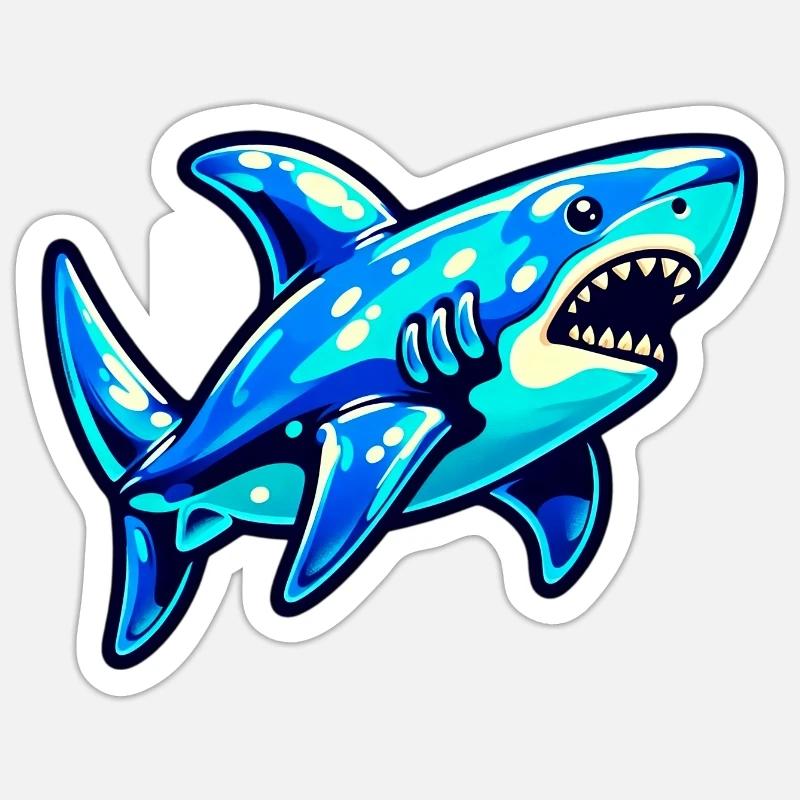 Requin - Sticker taille S (10 x 10 cm) - blanc mat