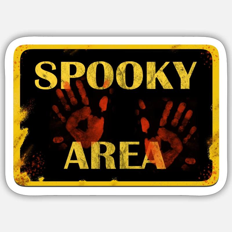Conception d’Halloween - ZONE EFFRAYANTE. - Sticker taille S (10 x 10 cm) - blanc mat
