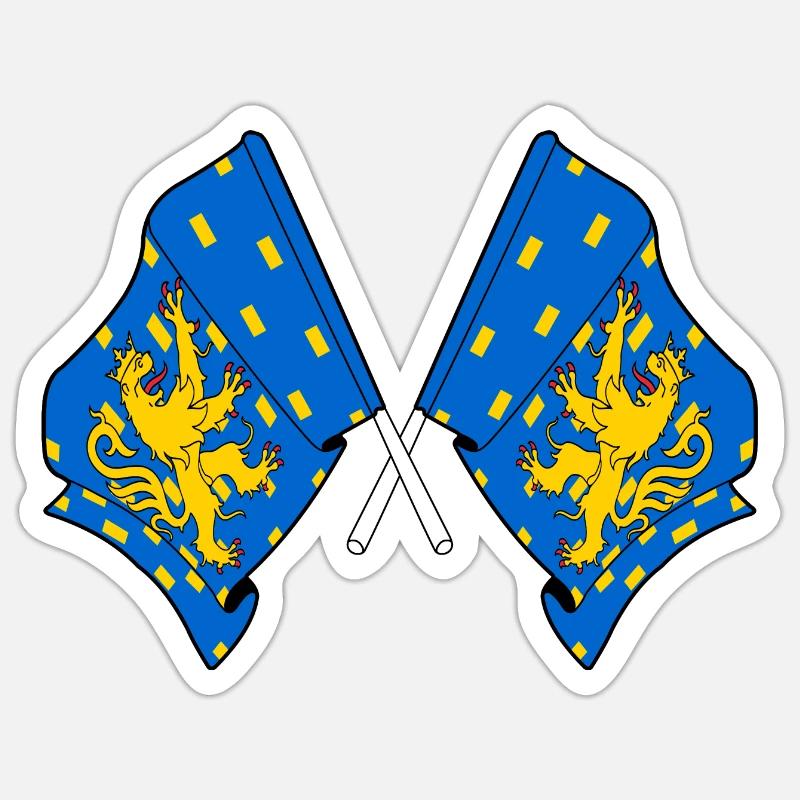 Zwei Flaggen der Provinz Franche Comté Sticker Größe S (10 x 10 cm)