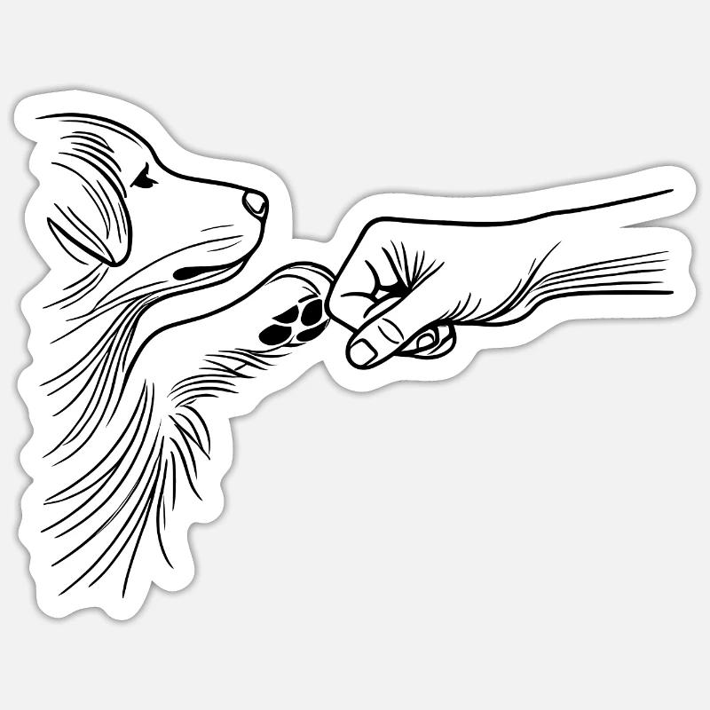 Hund und Mensch Bindung Fauststoß Bester Freund - Sticker Größe S (10 x 10 cm) - Mattweiß