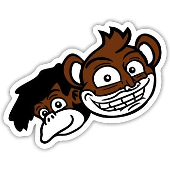 2 Lustige Affen Gesichter Zwei Freunde Crew Team - Sticker Größe S (10 x 10 cm) - Mattweiß - Vorne