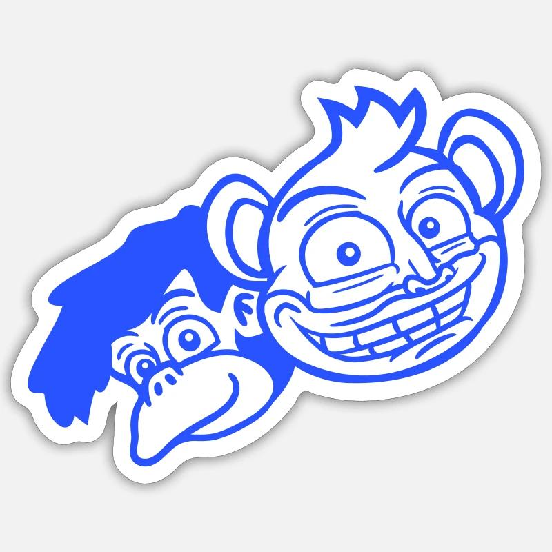 2 Funny Monkey Faces Two Friends Crew Team Sticker size S (10 x 10 cm)