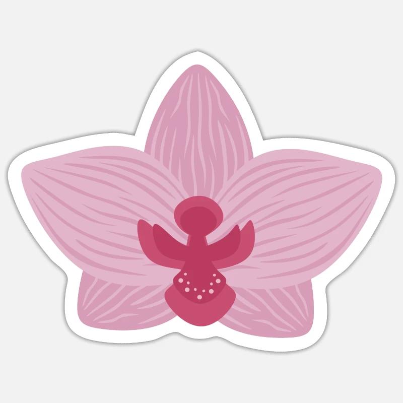 Flieder-Orchidee - Sticker Größe S (10 x 10 cm) - Mattweiß