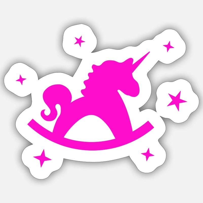 Licorne Cheval à bascule Sticker taille S (10 x 10 cm)