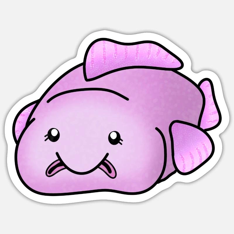 Blobfish, cute ugly fish - Sticker size S (10 x 10 cm) - white matte