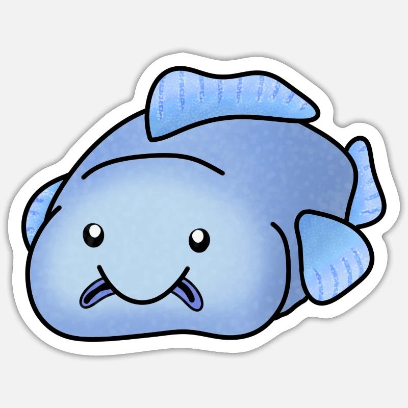 Blauer Blobfisch Sticker Größe S (10 x 10 cm)