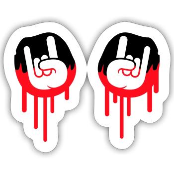 Heavy Metal Hard Rock Graffiti Horns Hand Gesture - Sticker size S (10 x 10 cm) - white matte - Front