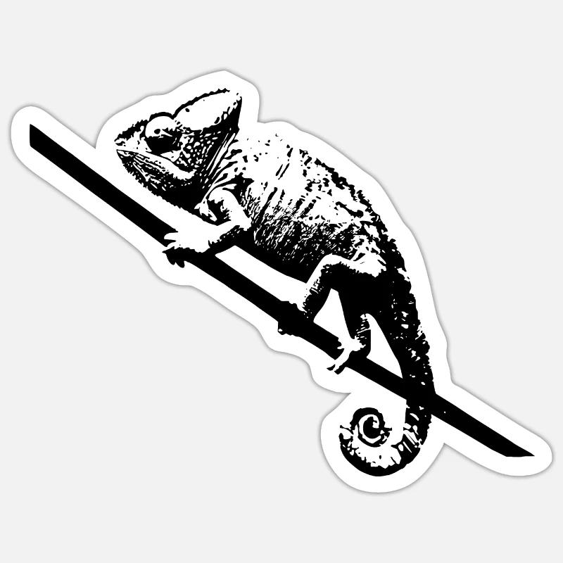 Caméléon - Sticker taille S (10 x 10 cm) - blanc mat