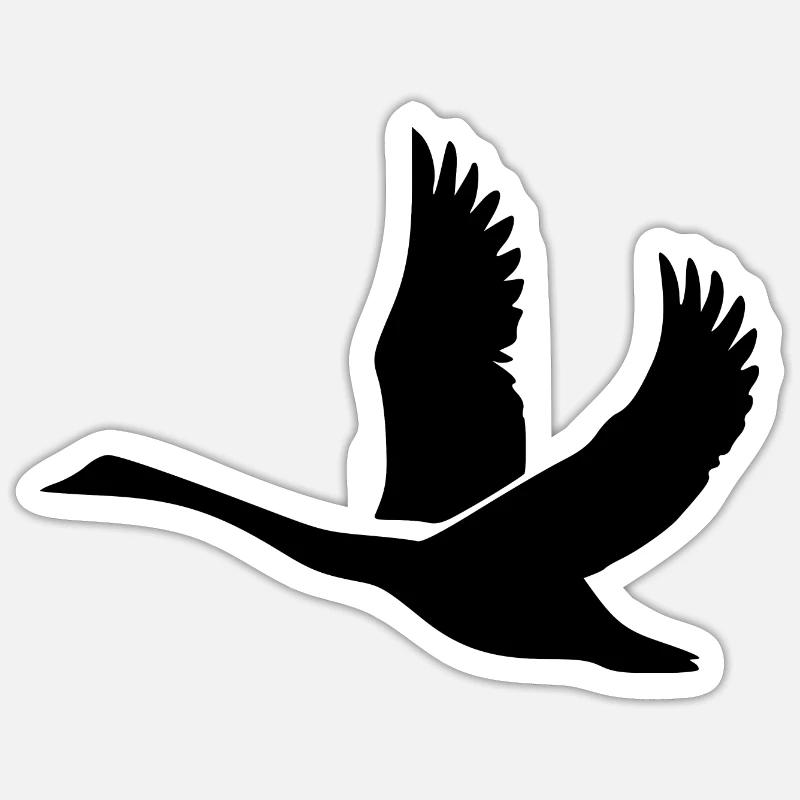 Schwan mit gewaltigen Schwingen Sticker Größe S (10 x 10 cm)