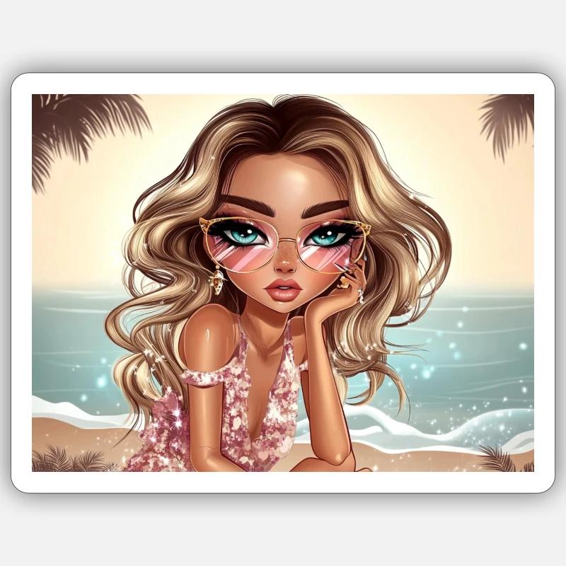 BellaBeauts beach - Sticker size S (10 x 10 cm) - white matte