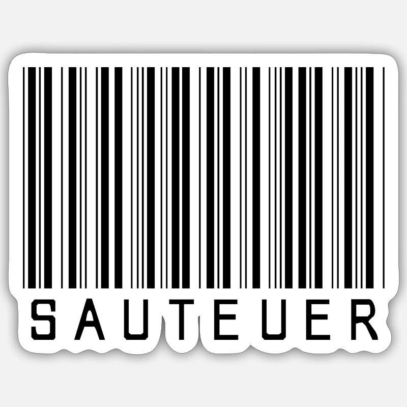Strichcode "SAUTEUER" black/schwarz Sticker Größe S (10 x 10 cm)