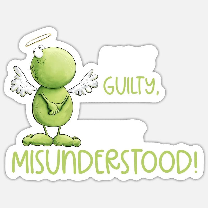Grenouille Ange Innocence Malentendu - Sticker taille S (10 x 10 cm) - blanc mat