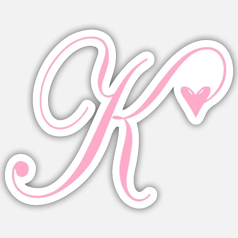 Monogram K Heart Vine - Sticker size S (10 x 10 cm) - white matte