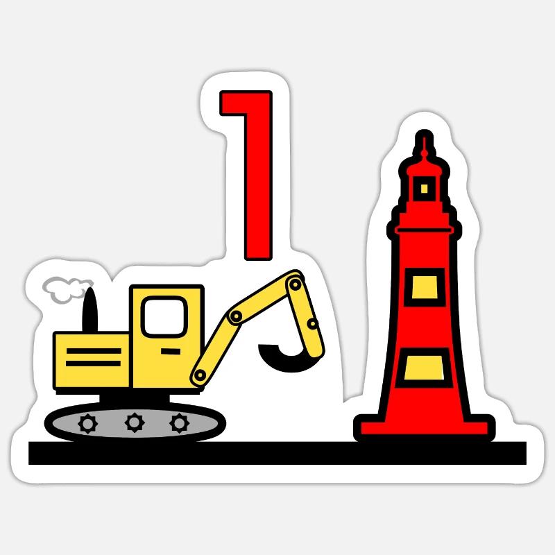 Bagger - Sticker Größe S (10 x 10 cm) - Mattweiß