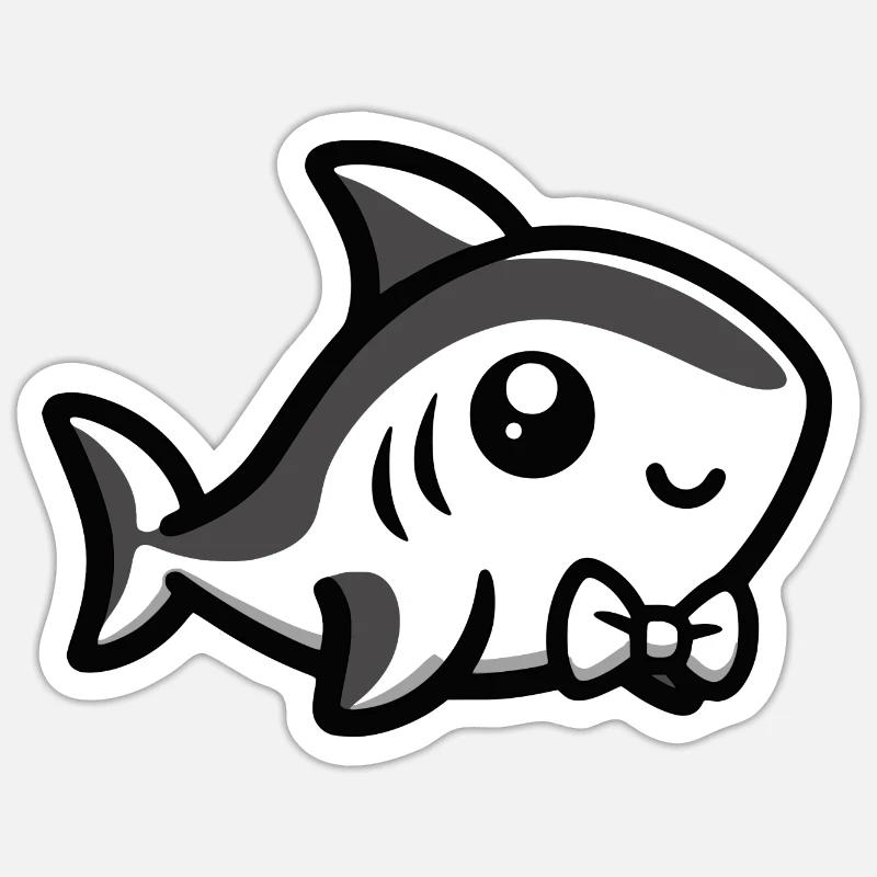Requin mignon avec nœud papillon Sticker taille S (10 x 10 cm)