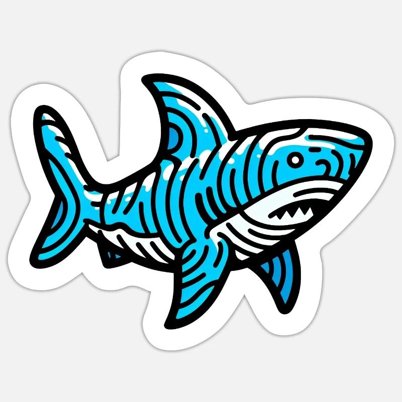 Requin - Sticker taille S (10 x 10 cm) - blanc mat
