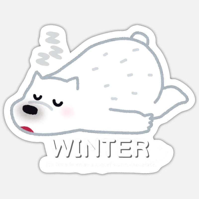 Ours d’hiver - Sticker taille S (10 x 10 cm) - blanc mat