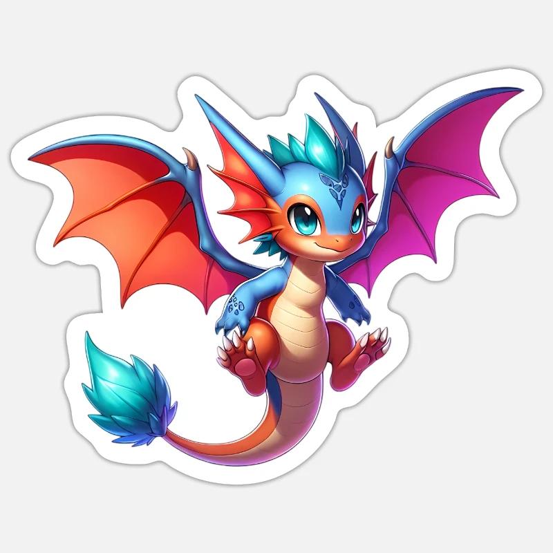Dragon - Sticker taille S (10 x 10 cm) - blanc mat