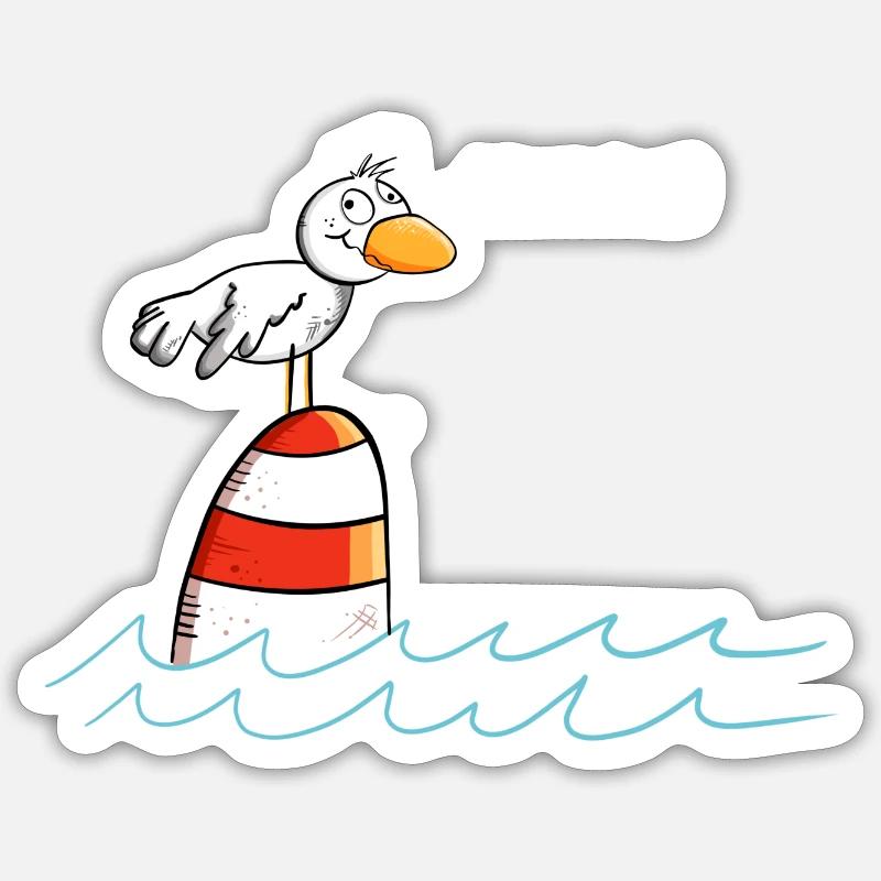 Drollige Möwe Watt Is Sticker Größe S (10 x 10 cm)