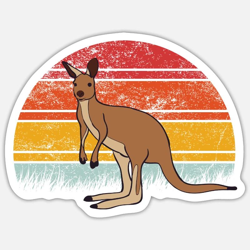 Kangourou - Sticker taille S (10 x 10 cm) - blanc mat