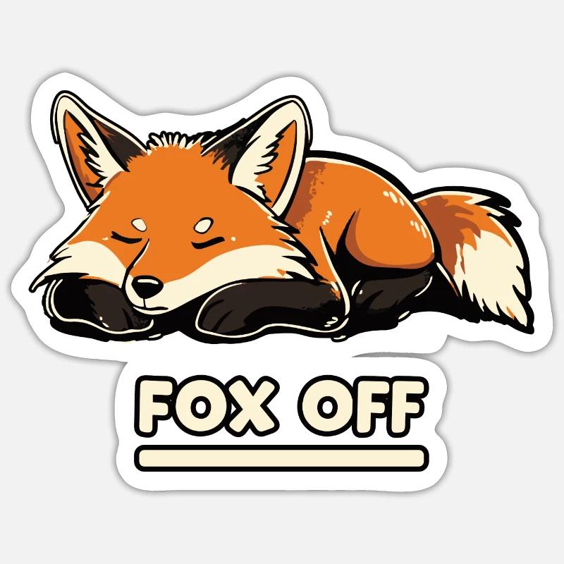 Renard éteint - Renard endormi - Sticker taille S (10 x 10 cm) - blanc mat
