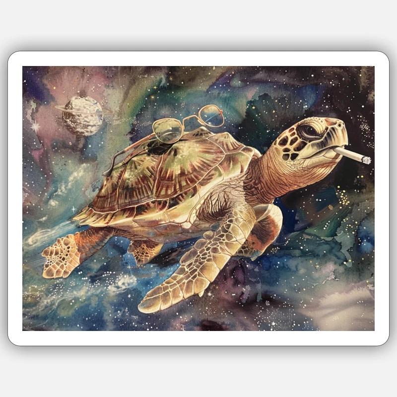 See You Space Turtle Sticker taille S (10 x 10 cm)