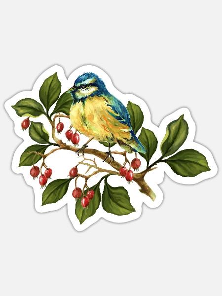 Bunter Vogel - Sticker Größe S (10 x 10 cm) - Mattweiß
