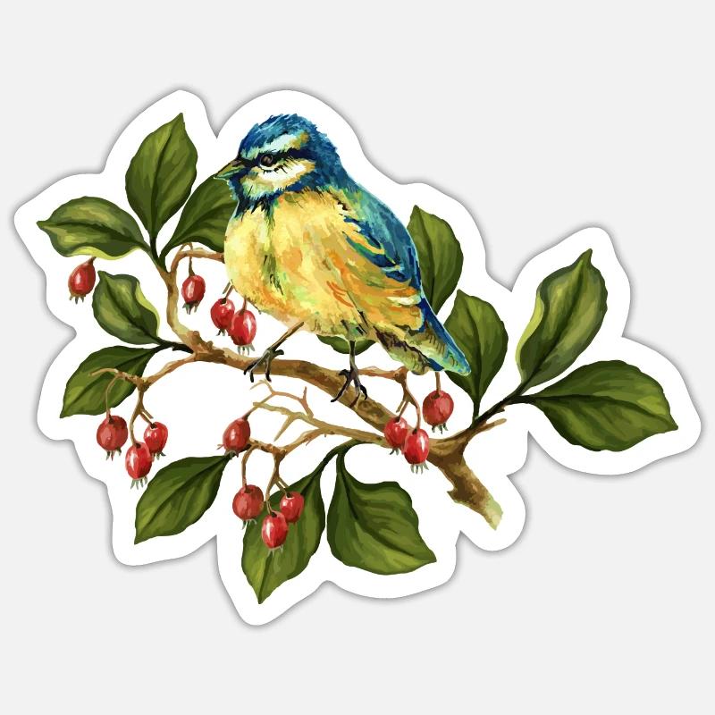 Bunter Vogel - Sticker Größe S (10 x 10 cm) - Mattweiß