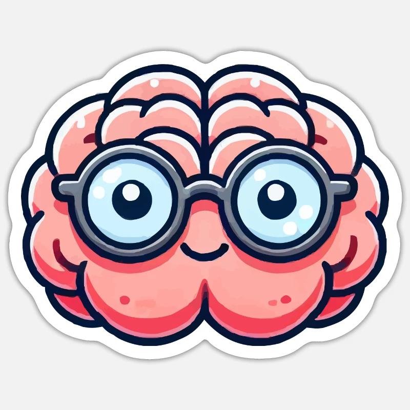 gehirn comic nerd - Sticker Größe S (10 x 10 cm) - Mattweiß