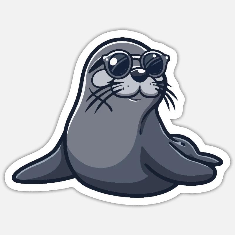 Robbe Bande dessinée cool - Sticker taille S (10 x 10 cm) - blanc mat