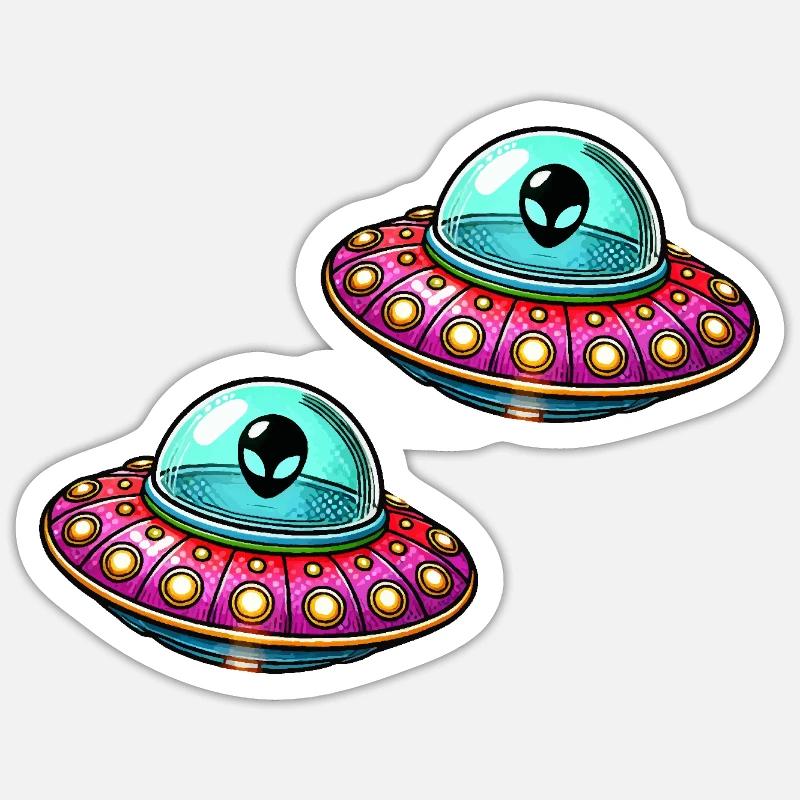 ufo comic 2 - Sticker Größe S (10 x 10 cm) - Mattweiß