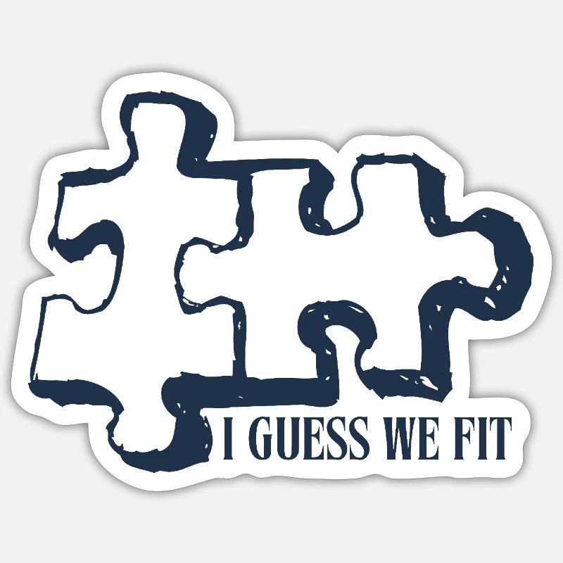 Puzzlestücke - Sticker Größe S (10 x 10 cm) - Mattweiß