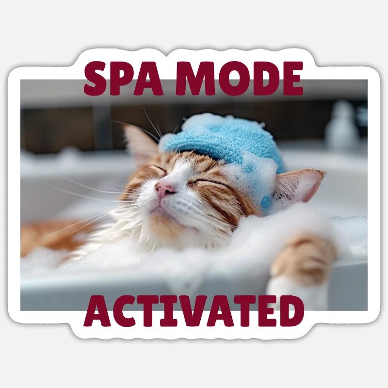 Spa mode cat Sticker size S (10 x 10 cm)