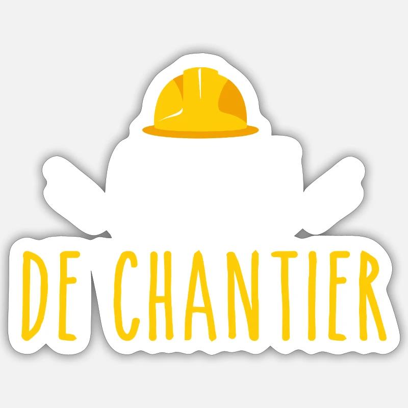 Chef De Chantier - Sticker taille S (10 x 10 cm) - blanc mat
