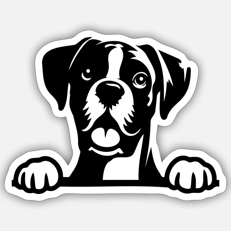 Boxer - Sticker Größe S (10 x 10 cm) - Mattweiß