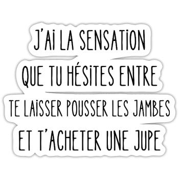 laisser pousser les jambes - Sticker taille S (10 x 10 cm) - blanc mat - Devant