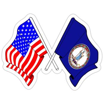 Drapeau des États-Unis et de l’État de Virginie franchi - Sticker taille S (10 x 10 cm) - blanc mat - Devant